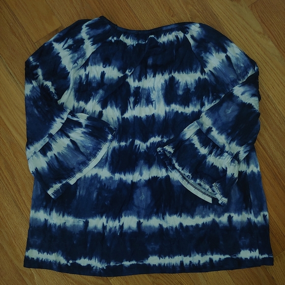 NWOT MICHAEL Michael Kors Blue & White Peasant-Style Tie Dye Top – Size L - Picture 5 of 9
